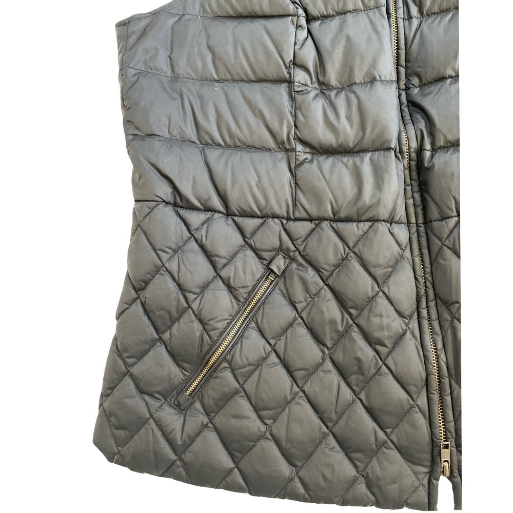 Talbots Plus 1X Black Down Puffer Vest Mixed Quilt Pockets‎ Cinched Back Classic - Picture 8 of 10